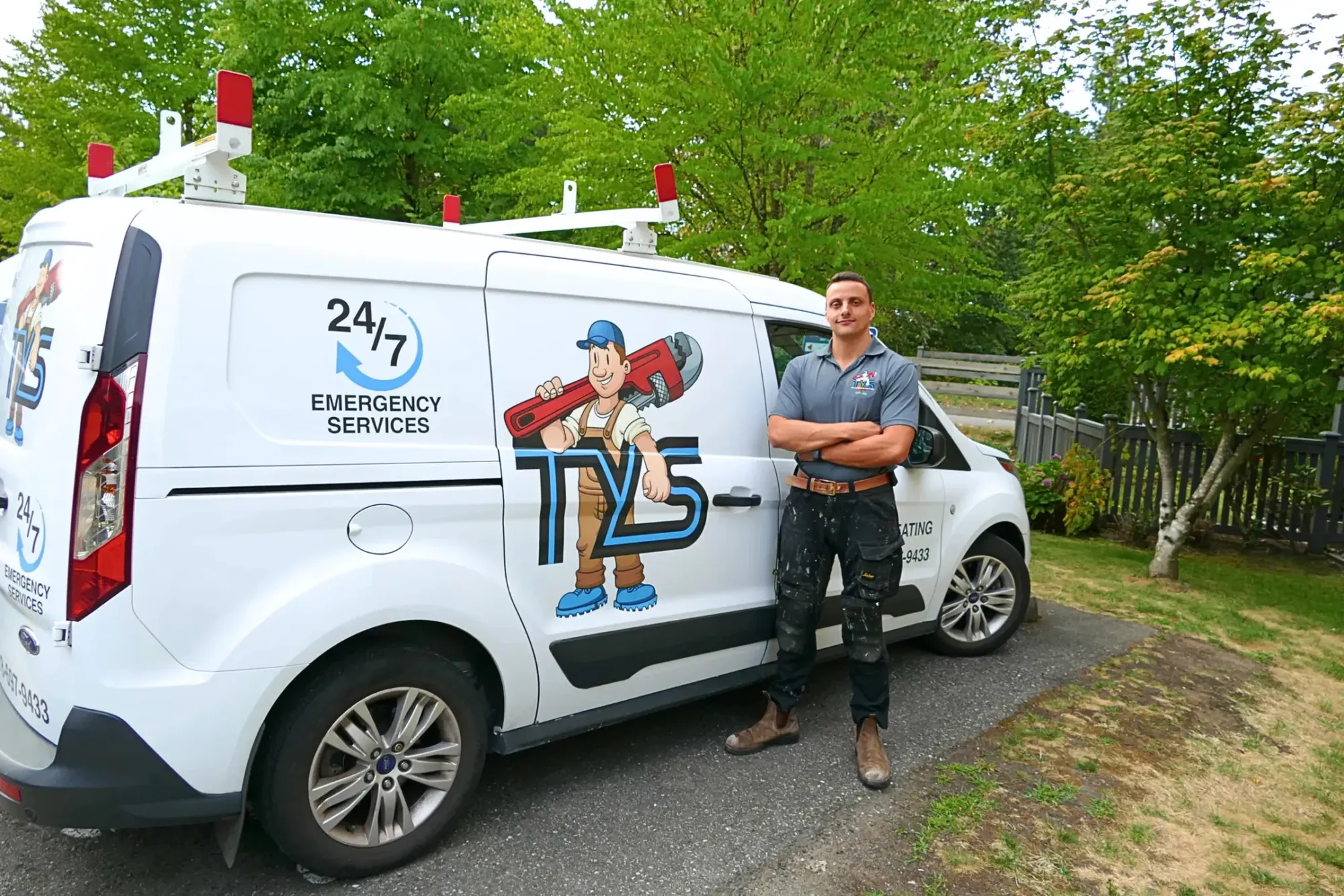 tyler from TYS Plumbing & Heating with his work van